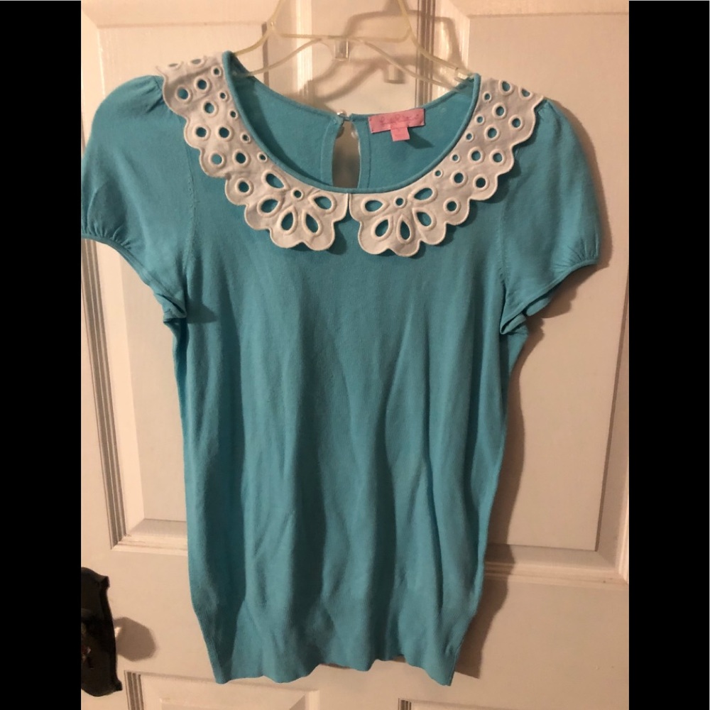 Lilly Pulitzer lace collar sweater top size small